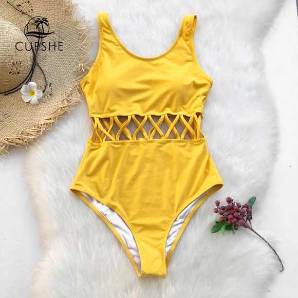 cupshe yellow swimsuit